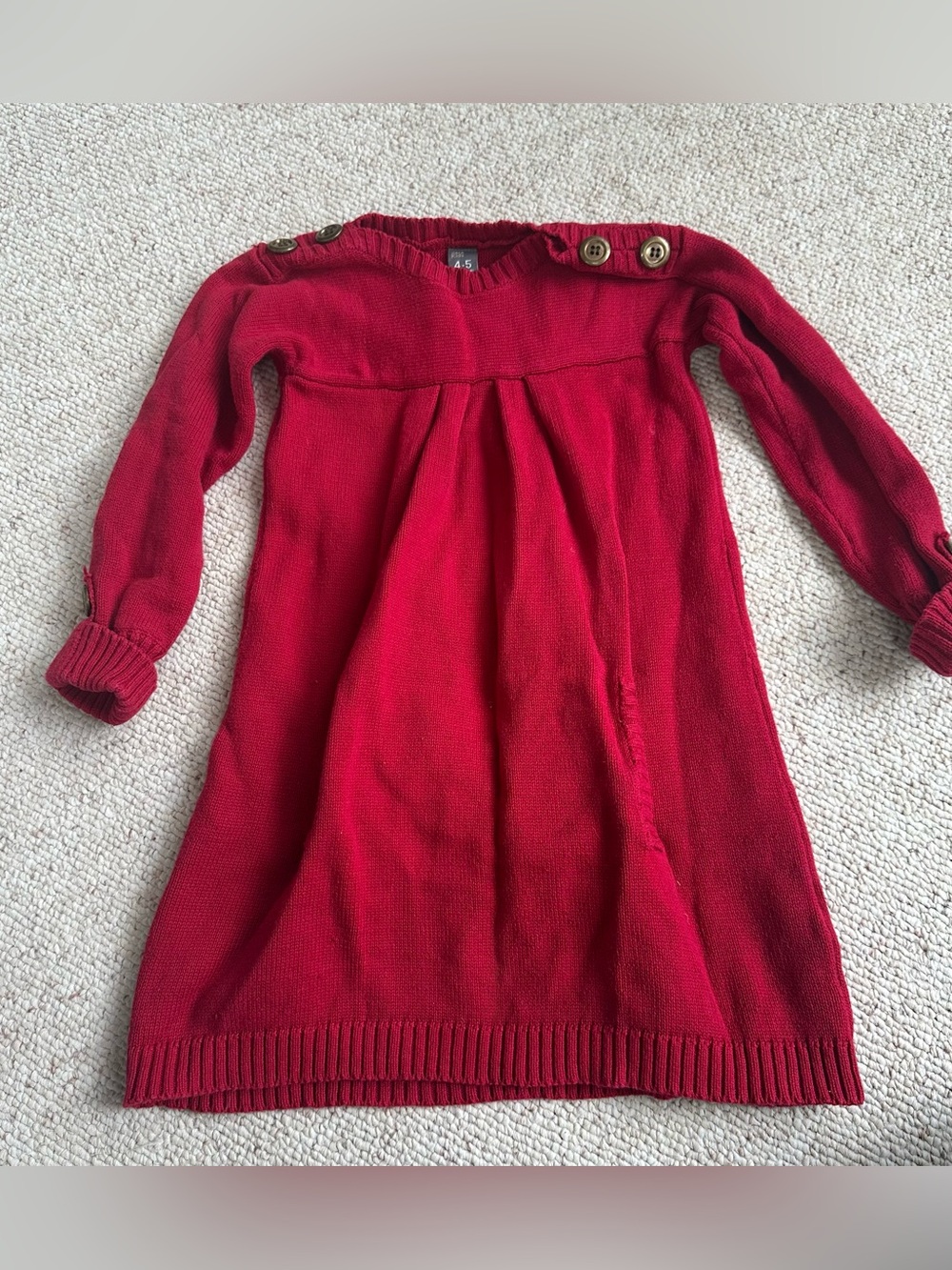 Zara Kids Red Knit Button-Shoulder Kids Dress Size 4-5 years